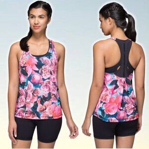 LULULEMON Lightened Up Singlet Size 6 Secret Garden / Black